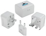 Adapter Plug-Imperial Design SP200C Type BCGI Top Quality USA to Europe International Universal Travel Adapter Plug -3Piece AC Wall Charger -6Amp -White