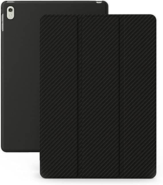KHOMO iPad Pro 9.7 Inch Case (2016) - DUAL Black Carbon Fiber Super Slim Cover with Rubberized back and Smart Feature (Built-in magnet for sleep/wake feature) For Apple iPad Pro 9.7 Tablet