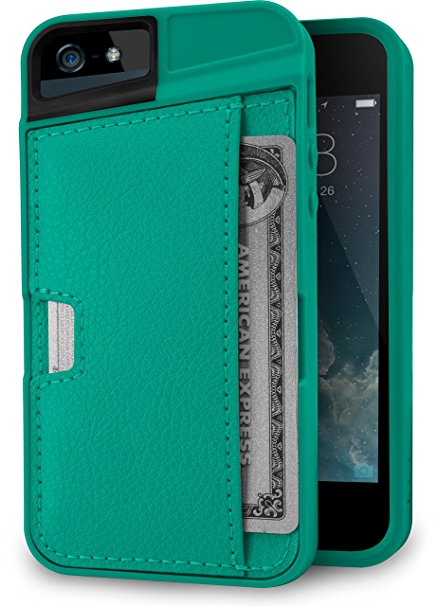 iPhone SE/5s/5 Wallet Case - Q Card Case for iPhone 5 / 5s / SE by CM4 [Protective Slim Cover] - Pacific Green