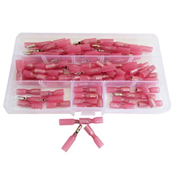Fotag 100 Pcs Heat Shrink Insulated Assorted Female & Male Bullet Butt Connector Electrical Crimp Wire Terminals 0.5-1.5mm2 22-16AWG