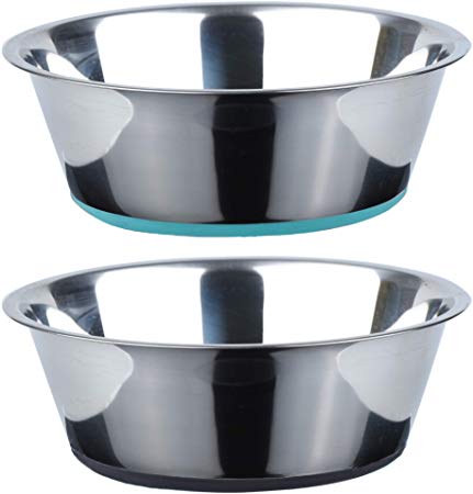 Peggy 11 No Spill Non-Skid Stainless Steel Deep Dog Bowls