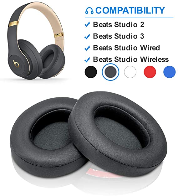 Beats Studio Replacement Ear Pads by Link Dream - Replacement Ear Cushions Memory Foam Earpads Cushion Cover for Beats Studio 2.0 Wired/Wireless B0500 / B0501 & Beats Studio 3.0, 2 Pieces (Titanium)
