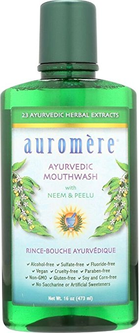 Ayurvedic Mouthwash by Auromere - Fluoride-Free, Alcohol-Free, Natural, with Neem and Vegan - 16 fl oz