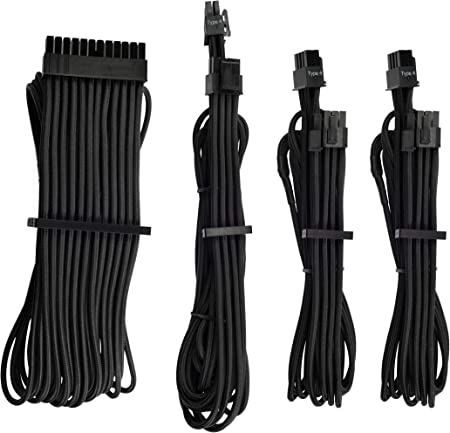 Corsair CP-8920215 Premium Individually Sleeved PSU Cables Starter Kit – Red, 2 Year Warranty, Black