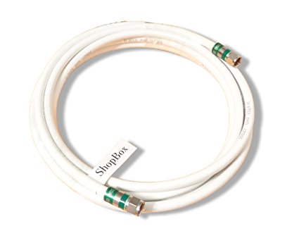 White Quad Shield RG-6 Coax 75 Ohm Cable for (CATV, Satellite TV, or Broadband Internet) (3 Foot) by ShopBox