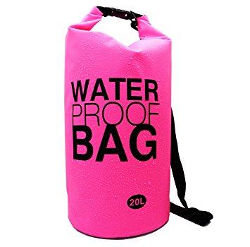Langxun Waterproof Dry Bag, 500D PVC Fabric, 5L, 10L, 20L for Diving, Kayaking, Swimming, Boating, Fishing, Camping, Canoeing, Rafting, Snowboarding | Watertight Roll-Top Closure & Detachable Adjustable Shoulder Strap