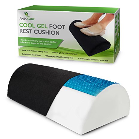 AnboCare Foot Rest Cushion for Under Desk - Premium Footrest Memory Foam Pillow Relive Foot and Knee Pain - Half Moon Bolster Cylinder Design for Optimum Leg Clearance - for Home and Office - Black