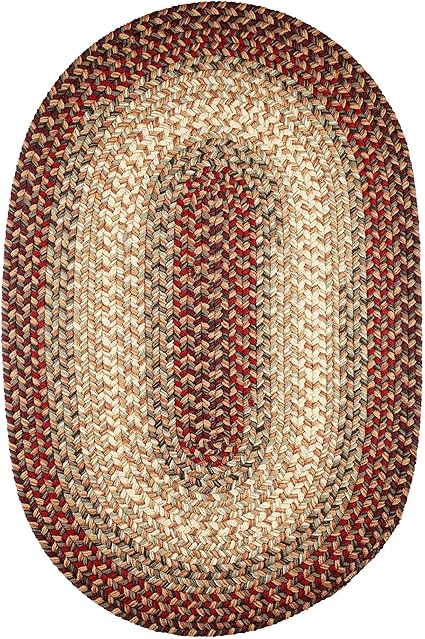 Super Area Rugs Oval 2X3 Red/Gray Braided Rug Hartford Primitive Decor Rug - Indoor Outdoor - 2' X 3' Braided Rug Entryway Rug - Doorway Rug