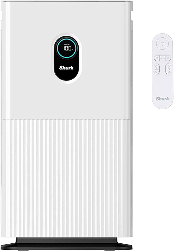 Shark Air Purifier 6 [HE600UK] Large Rooms, Remote Control, Automatic Air Quality Tracking, Quiet Operation, Digital Display, Multi-Staged Filtration For Allergens, Odours, Dirt & Pet Dander, White