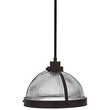 Stone & Beam Contemporary Pendant, 11.8"H, With Bulb, Oil Rubbed Bronze with Glass Shade
