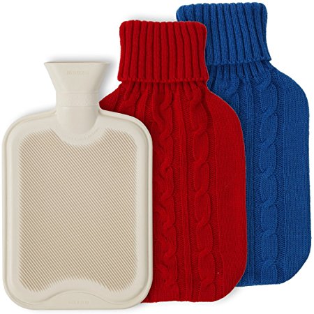 Lily’s Home Hot Water Bottle For Cramps And Pain Relief With 2 Knit Covers. 2 Liter