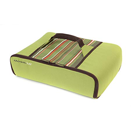 Rachael Ray Universal Thermal Carrier, Fits 9"X13" Baking Dishes, Insulated Casserole Carrier for Hot and Cold Transport, Green Stripe