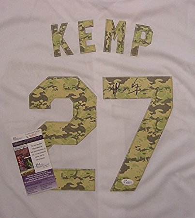 Matt Kemp Los Angeles Dodgers Autographed USMC Camo #27 Jersey JSA COA