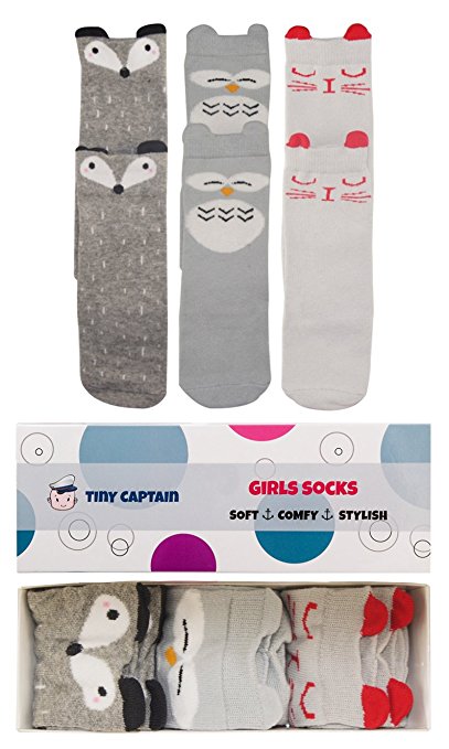 Baby Girl Knee Long Socks 6-24 Month Old Toddler Grip Sock Leg Warmer 1-2 Year Old Baby Girls Gift Set Baby Walker One Year Old From Tiny Captain (Small, Grey)