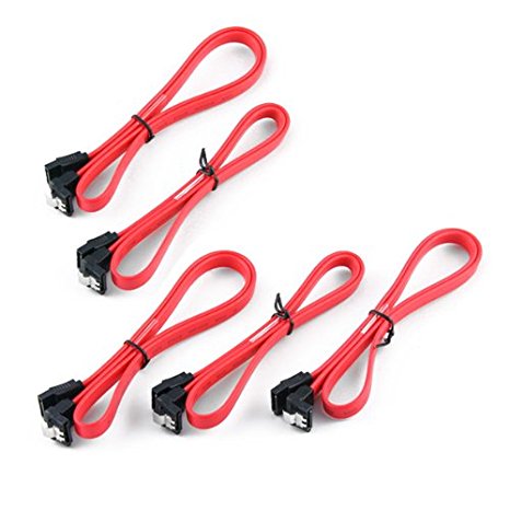 5 Pack of 18" Double-Locking SATA III/6Gb/s Right Angle Cables
