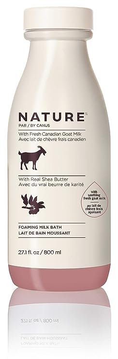 Nature by Canus Foaming Milk Bath With Smoothing Fresh Canadian Goat Milk Vitamin A, B3 Potassium Zinc and Selenium, Shea Butter, 27.1 Fl Oz