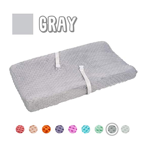 Queness Baby Changing Pad Cover, Ultra Soft Minky Dot Changing Table Pad Cover for Diaper Changing Pad, Change Table Sheets, Ideal Shower Gift for Newborn Girls and Boys (Gray)