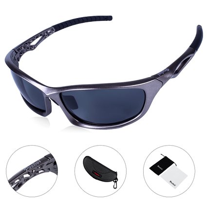 Poshei P07 Polarized Sports Sunglasses with Tr90 Unbreakable Frame for Biking Fishing Running Driving Golf Baseball