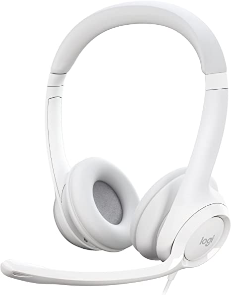 Logitech H390 Wired Headset for PC/Laptop, Stereo Headphones with Noise Cancelling Microphone, USB-A, in-Line Controls, Works with Chromebook - Off White