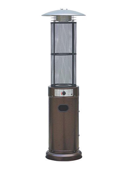 Belleze Circle Round Pyramid Outdoor Home Commercial Glass Tube with Flames Heater Patio Heater, Hammered Bronze