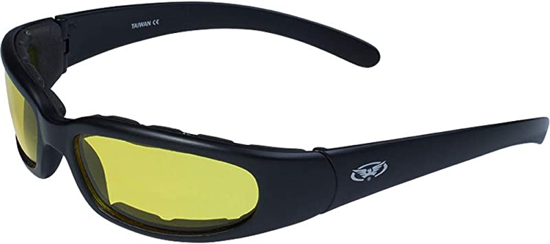 Global Vision Chicago Padded Riding Glasses (Black Frame/Yellow Lens)