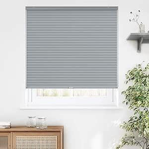 LazBlinds Cordless Cellular Shades, Blackout Privacy Light Blocking Honeycomb Shade Pleated Blinds for Window Size 33'' W x 64'' H, Dark Grey