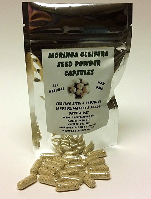 Moringa Oleifera Seed Powder Capsules 100 Ct. NON GMO - ALL NATURAL! (100)