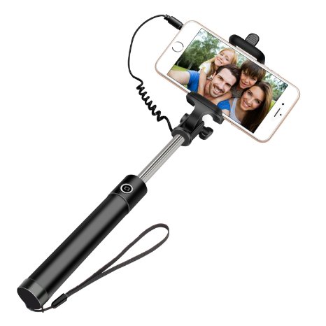 Selfie stick LDesign 3-In-1 Wired Selfie Stick Self-portrait Extendable Monopod and Built-in Remote Shutter and Adjustable Phone Holder for iPhone 6s6Plus55s5c Galaxy S6S5S4S3 Black