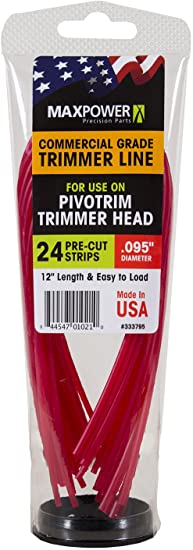 MaxPower 333795 .095" x 12" Trimmer Line Replacement Strips for Pivotrim Head (24Count), Red