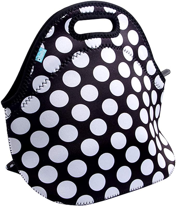 Ofeily Lunch Tote, Lunch boxes Lunch bags with Fine Neoprene Material Waterproof Picnic Lunch Bag Mom Bag (White Dots)