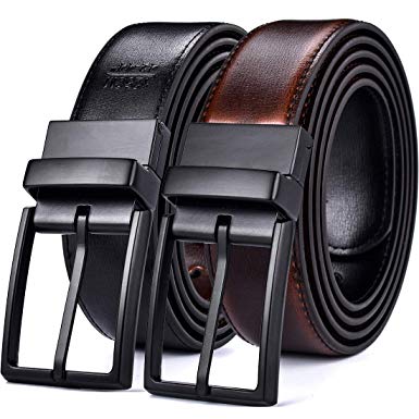 Beltox Fine Men's Dress Belt Leather Reversible 1.25" Wide Rotated Buckle Gift Box …