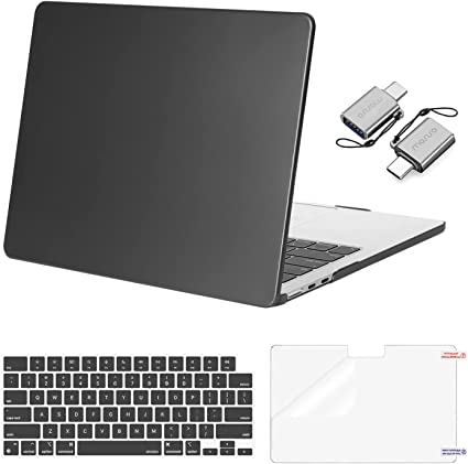 MOSISO Compatible with MacBook Air 13.6 inch Case 2022 Release A2681 M2 Chip with Liquid Retina Display Touch ID, Plastic Hard Shell&Keyboard Cover&Screen Protector&Type C Adapter 2 Pack, Slate Gray