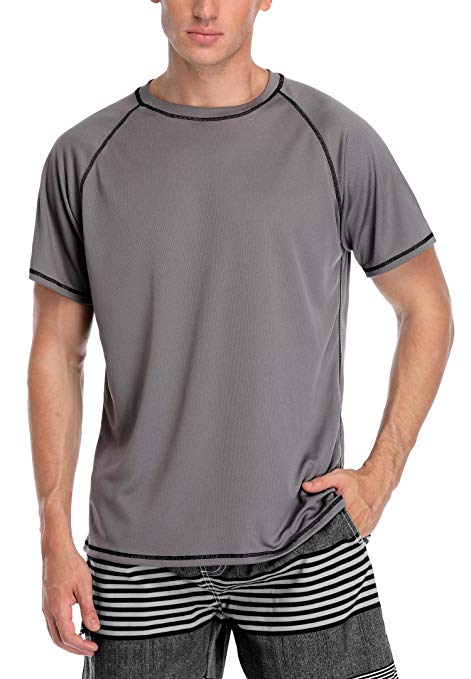 ATTRACO Men's Rashguard Swim Tee Short Sleeve Sun Protection Shirt Loose Fit