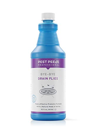 Bye-Bye Drain Flies — Premium, Natural, Scum-Eating, Odor Eliminating Drain Fly Killer Treatment — Professional Strength, Safe and Eco-Friendly Sweet Grape Scented — US Made, 1 Quart / 32 fl. oz.