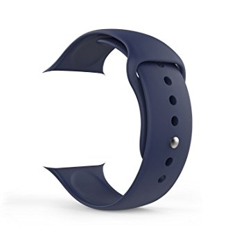 Noubco Apple Watch Sport Band 38 mm Soft Silicone Replacement Stainless Steel Pin – Small/Medium/Large – Midnight Blue