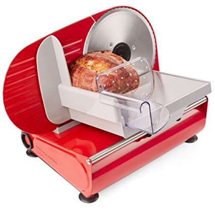 Andrew James Electric Food Slicer, Powerful 150W Motor, Precision 19cm Blade, 2 Extra Blades for Bread and Meat, Plastic Blade Guard and Non-Stick Feet