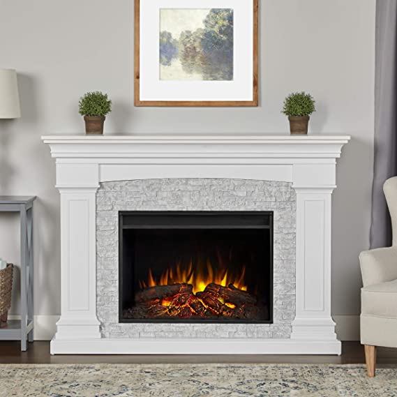 Real Flame Deland Grand Electric Fireplace, White