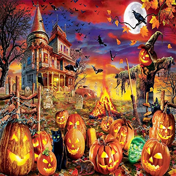 Adults Ghostly Gathering Halloween Puzzles 1000 Piece for Kids Large Puzzle Game Toys Gift