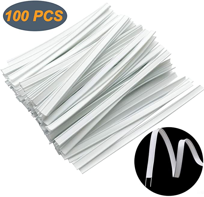 Plastic Nose Wire for Mask, Double Wire Nose Bridge Strips, 10CM Flat Nose Mask Wire Clips Plastic Strips Straps for Face DIY Making (100)
