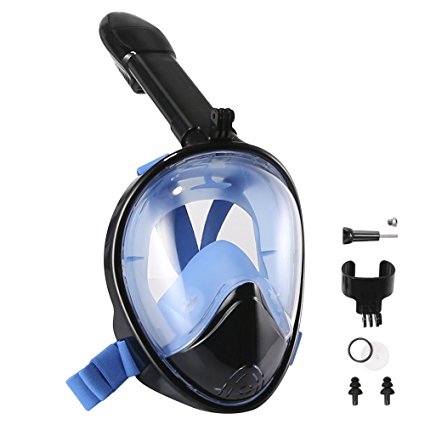 Snorkel Mask, Titita Snorkeling Mask-180°Full Face Panoramic View with Anti-Fog, Anti-Leak, Compatible with GoPro Camera, Easy Breath for Your Nose and Mouth