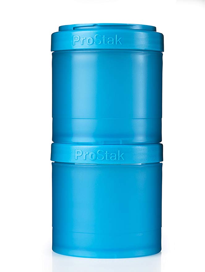 BlenderBottle ProStak Twist n' Lock Storage Jars Expansion 2 Pak with Pill Tray, Aqua