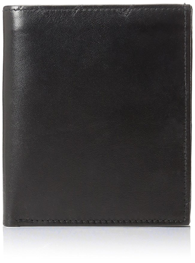 Improving Lifestyles SUN 5101 BK Men's Big Hipster Bifold Leather Wallet Organza Gift Bag, Black