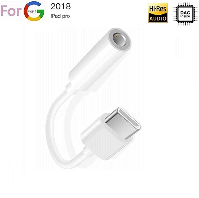 USB C to 3.5mm Headphone Jack Adapter with Digital Audio Type C Jack Adapter Compatible with Pixel 3/2/3XL/2XL, iPad Pro 2018, Galaxy S9 and More USB C Devices