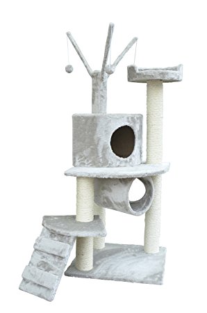 PawHut 47-inch Pet Cat Scratch Tree Condo Post Cat House Scratcher Bed Toys Pet Supply