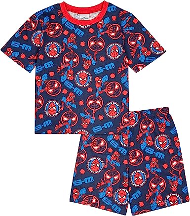 Marvel Spiderman Boys Pyjamas Short Summer PJs, Ages 2 to 10 Years Old