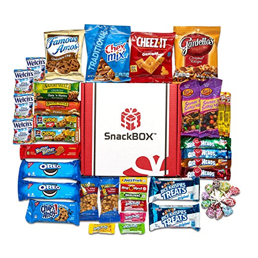 Delicious Candy Cookies & Chips Care Package Assortment Variety Pack Bundle Bulk Sampler (45 Count) SnackBOX Perfect Snacks for College Students During Final Exams, Father's Day and Gift Baskets