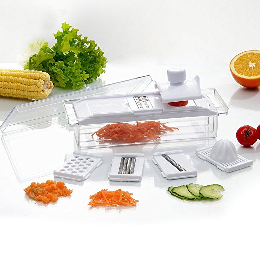 Make Real Shredder Vegetable-Fruit Chopper Vegetable Granulator Cheese-Onion Chopper-Dicer Vegetable slicer (White-F0001, White)