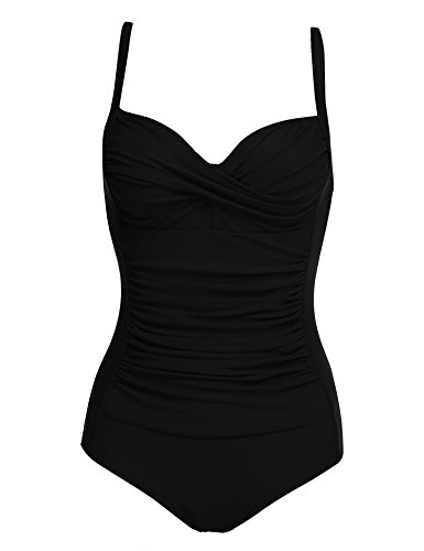 Ekouaer Womens Elegant Inspired Vintage One Piece Pin Up Monokinis Swimsuit(FBA)