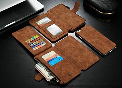 Luxury Genuine Leather Phone Cases for Iphone 6/6s/6plus/6splus with Zipper Wallet Card Multifunction Phone Back Covers Hot