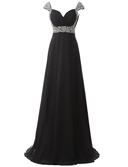 Belle House Women's Long Chiffon Evening Dresses Celebrity Beaded Prom Gown